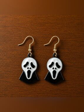 Ghost Face Halloween Drop Earring Handmade!